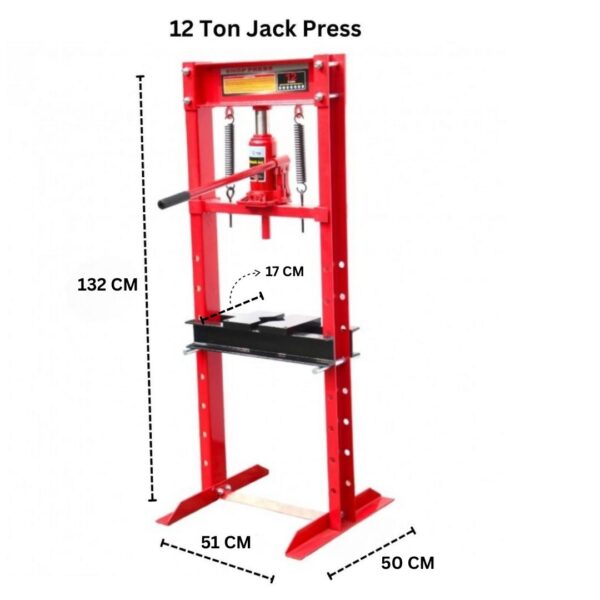 12 ton jack press dimension