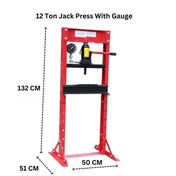 12 Ton Jack Press with Gauge dimension