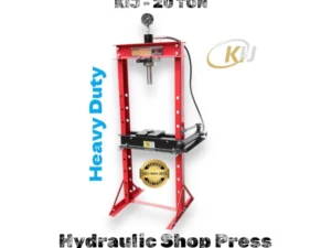 A hydraulic shop press labeled "heavy duty," showcasing its robust design and industrial functionality.