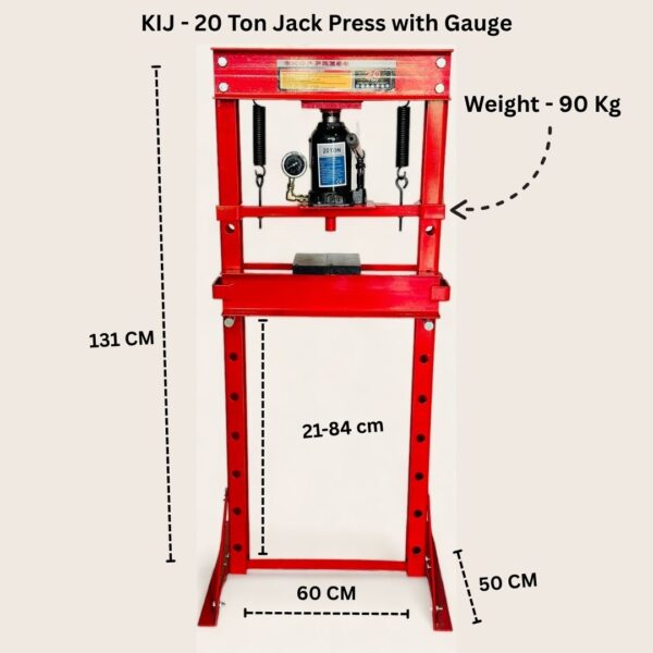 20 Ton Jack Press with gauge Dimension