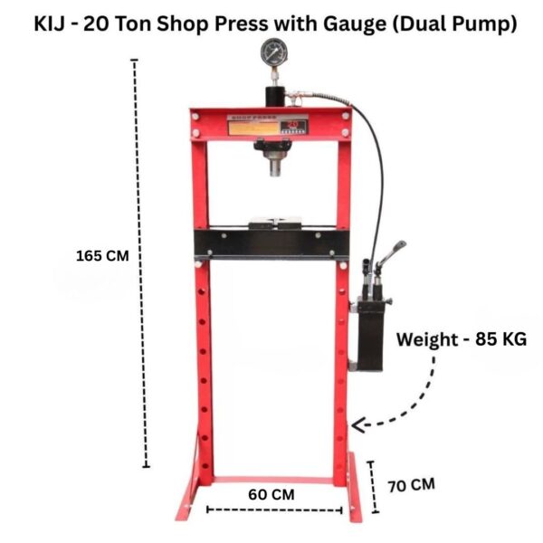 20 Ton Hydraulic Shop Press with Gauge (Dual Speed Pump)