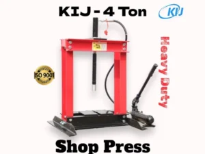 KIJ 4 ton shop press displayed with a sale sign, highlighting its discounted price for potential buyers.