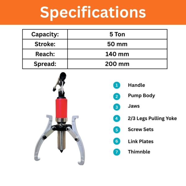 5 Ton Hydraulic Gear Puller Specifications page