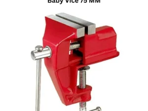 A 75mm baby vice, emphasizing its durable build and compact dimensions, suitable for small-scale projects.