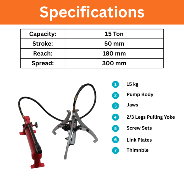 15 Ton Hydraulic Gear Puller Split Type Specification Page
