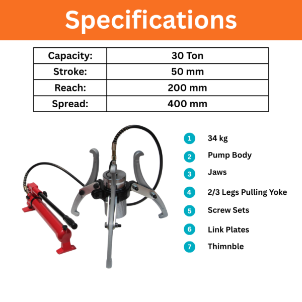 30 Ton Hydraulic Gear Puller Split Type Specification page