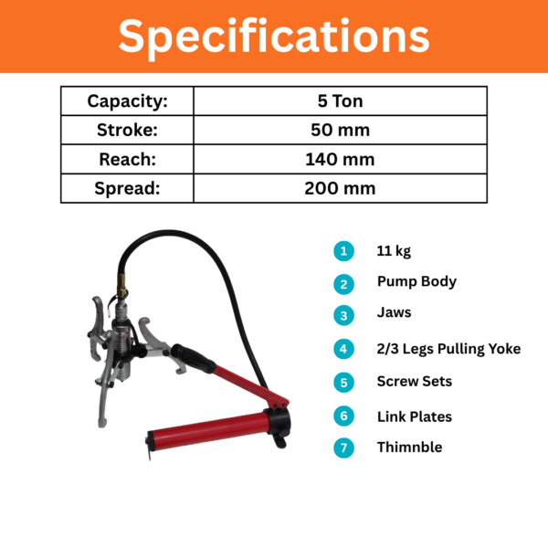 5 Ton Hydraulic Gear Puller Split Type Specification Page