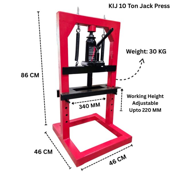 10 Ton Jack Press Dimension