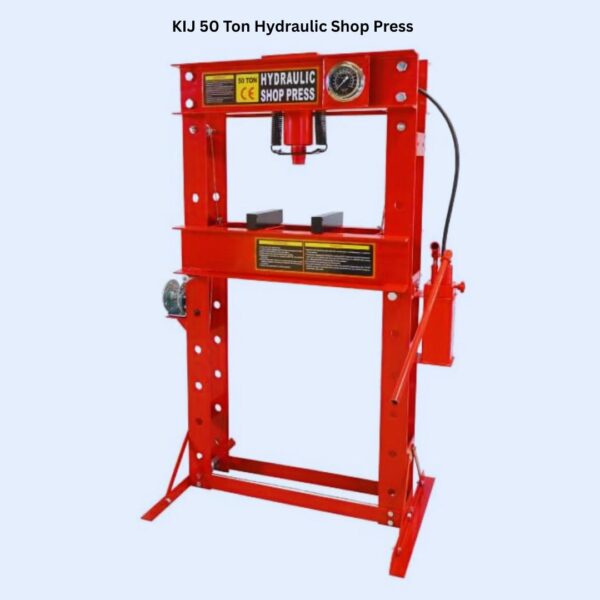 50 Ton Hydraulic Shop press in red color front view
